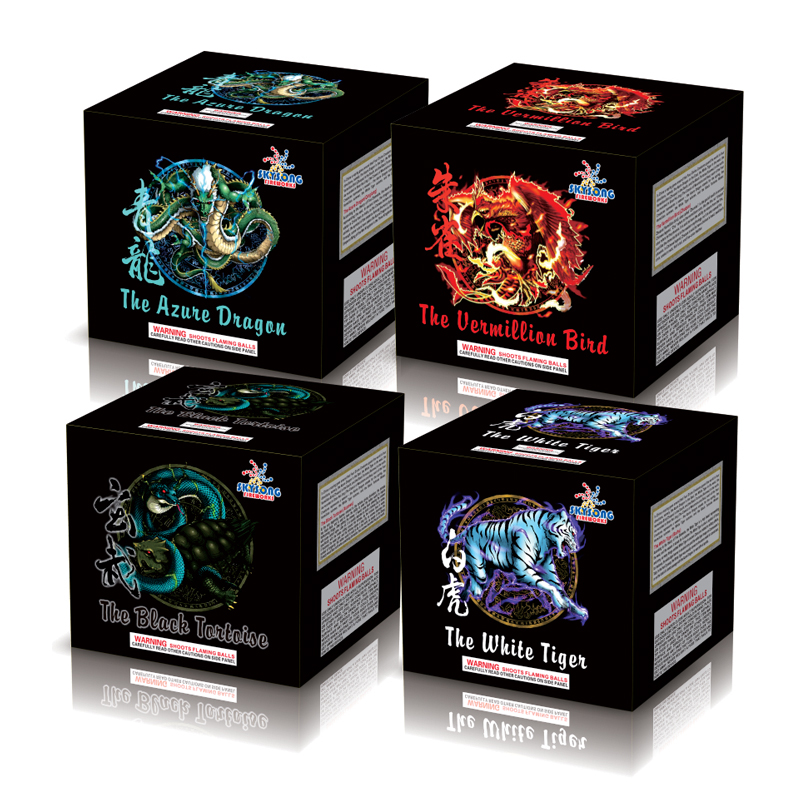 The Azure Dragon/The White Tiger/The Black Tortoise/The Vermillion Bird 9Shots Assorted  1.5"