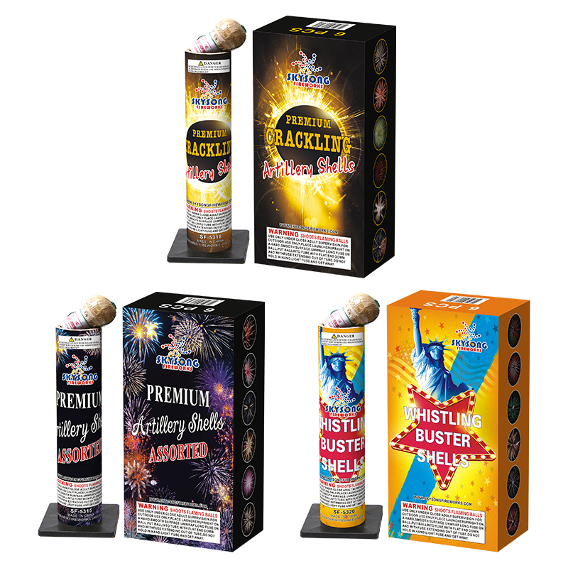 Premium Artillery Shells Assorted/Whistling/Crackling 1-3/4" Premium Artillery Shells Assorted/Whistling/Crackling 1-3/4"