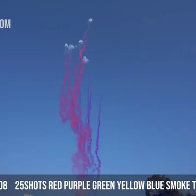 25Shots Red Purple Green Yellow Blue Smoke to Salute Cake