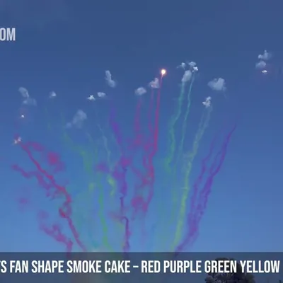 100Shots Fan Shape Smoke Cake – Red Purple Green Yellow Blue to Salute
